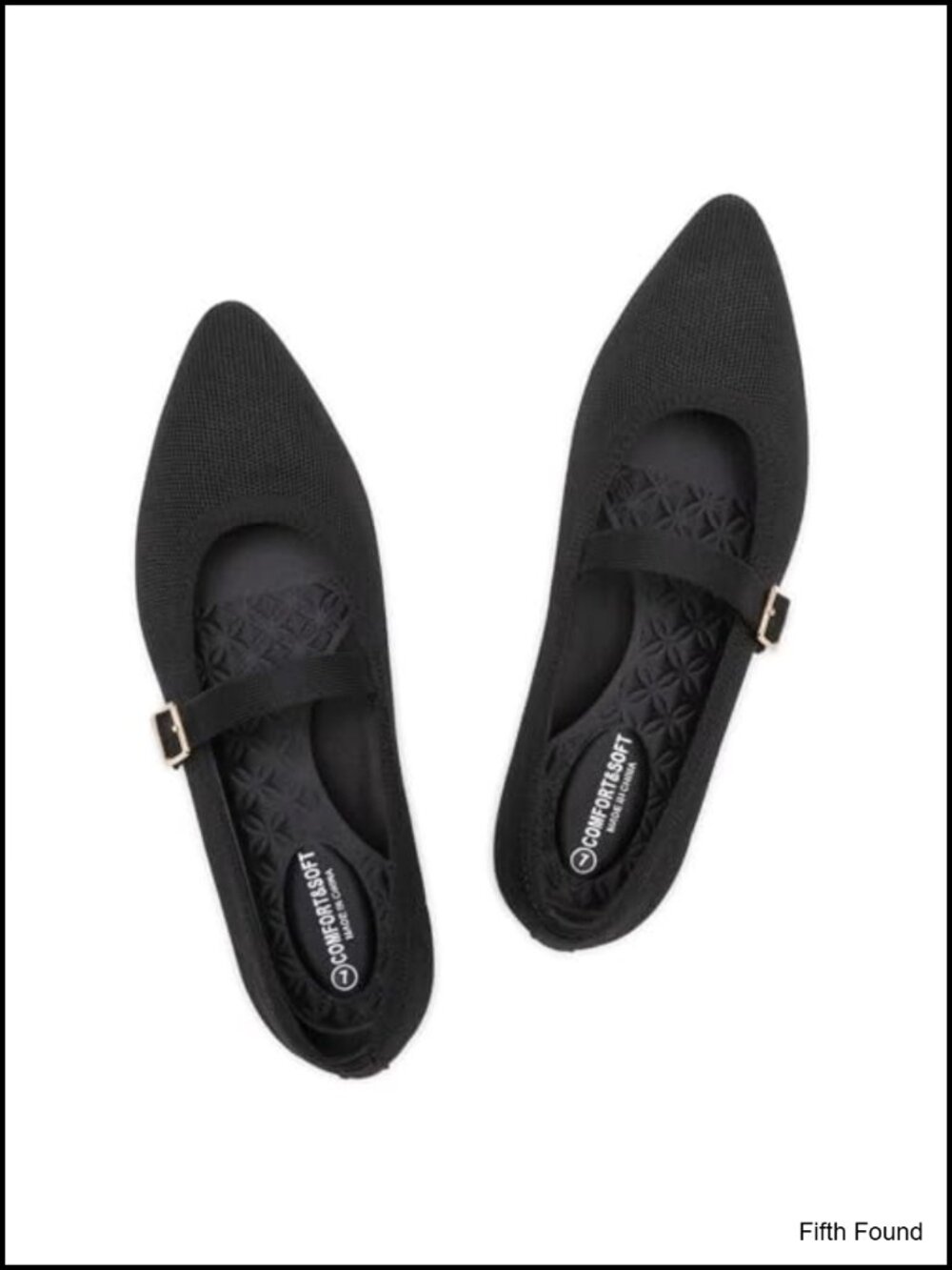 Mesh Knit Mary Jane Flats Pointed Toe Adjustable Buckle Lightweight Washable